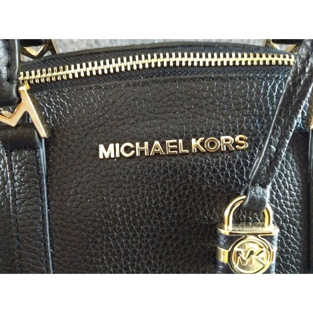 Michael Kors Leather Beckett Satchel Black Crossbody Strap MK‎ Padlock Charm NWT - Picture 4 of 16